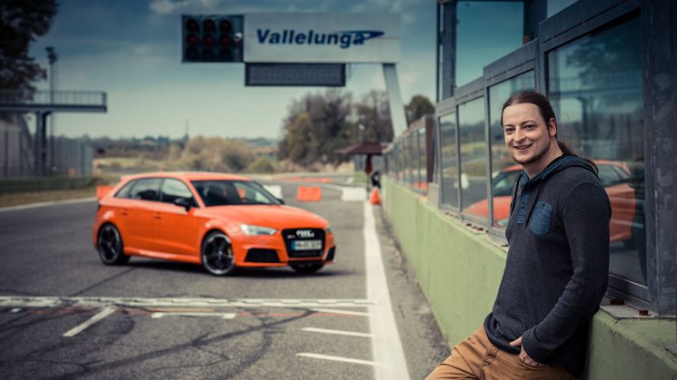 Neuer Audi RS 3 Sportback beim Tracktest/Fahrbericht auf der Rennstrecke Vallelunga